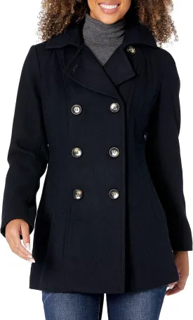 Nautica Women's Peacoat Wool Blend Double Breasted Winter Coat