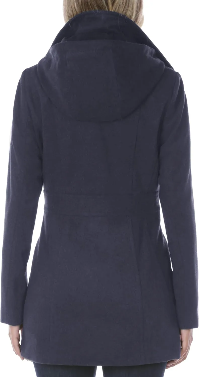 Nautica Women's Peacoat Wool Blend Double Breasted Winter Coat