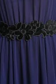 Navy Noemie Cape Chiffon Gown