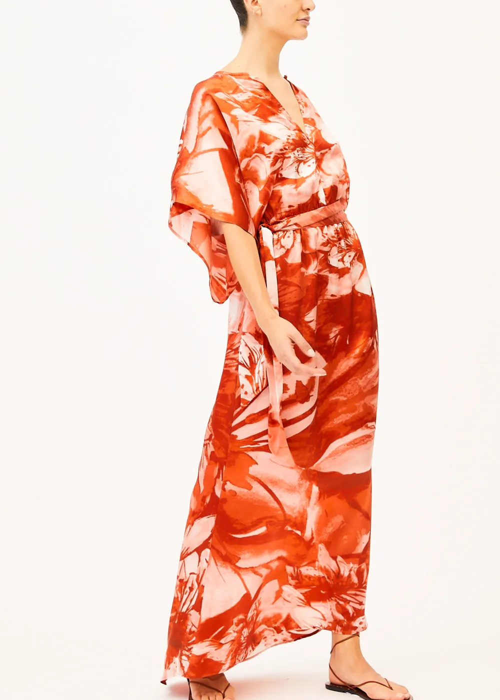 Norma Orange Floral Maxi Dress