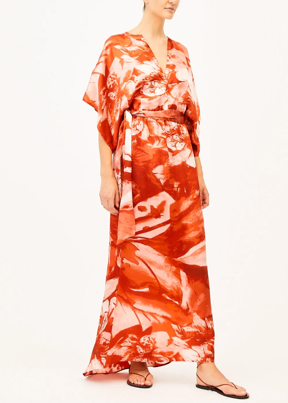 Norma Orange Floral Maxi Dress