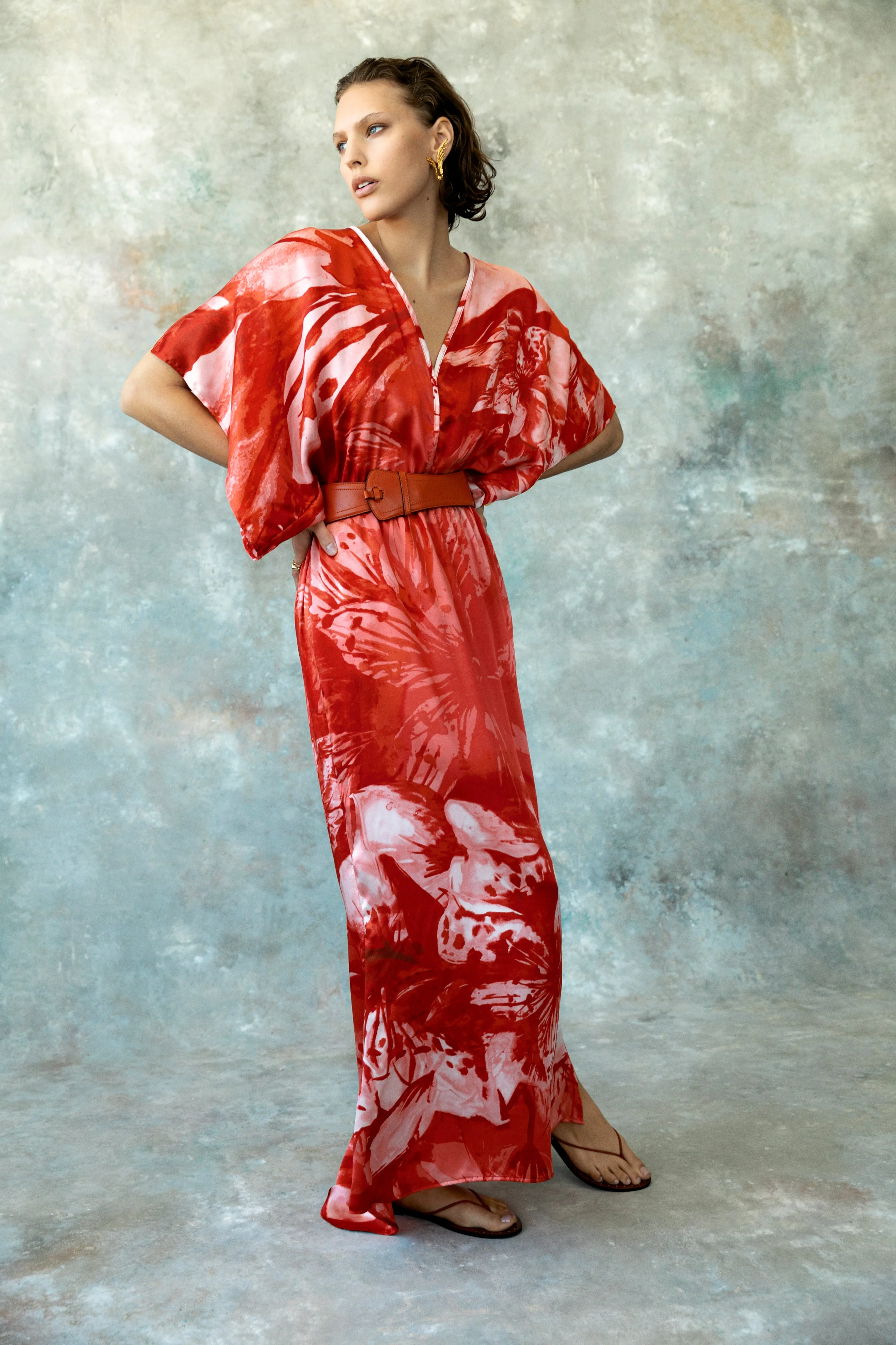 Norma Orange Floral Maxi Dress