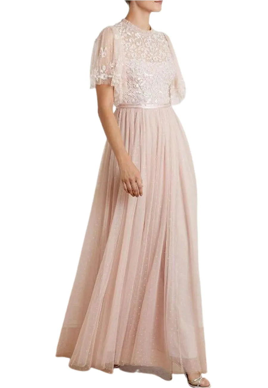 Nude Honesty Bodice Tulle Maxi Dress