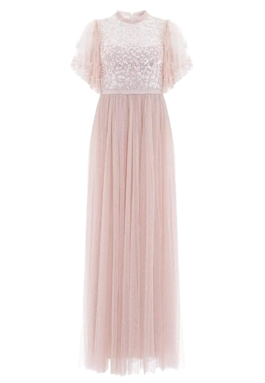 Nude Honesty Bodice Tulle Maxi Dress