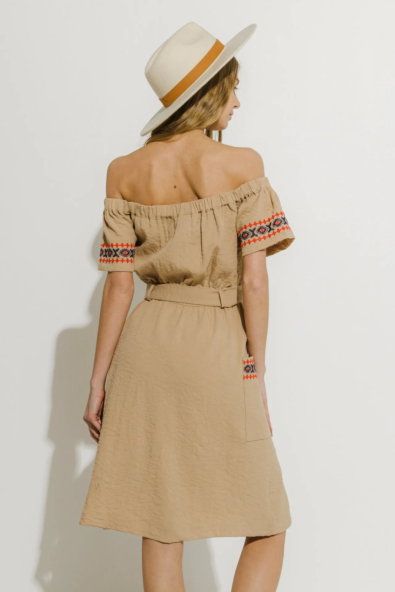 Off the Shoulder Embroidered Dress