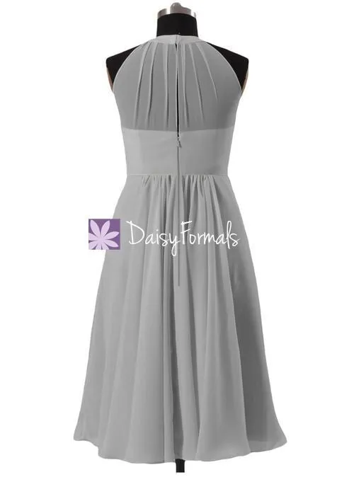Orange Halter Party Dress Short Clementine Formal Dress Chiffon Bridesmaids Dress (CST2232)