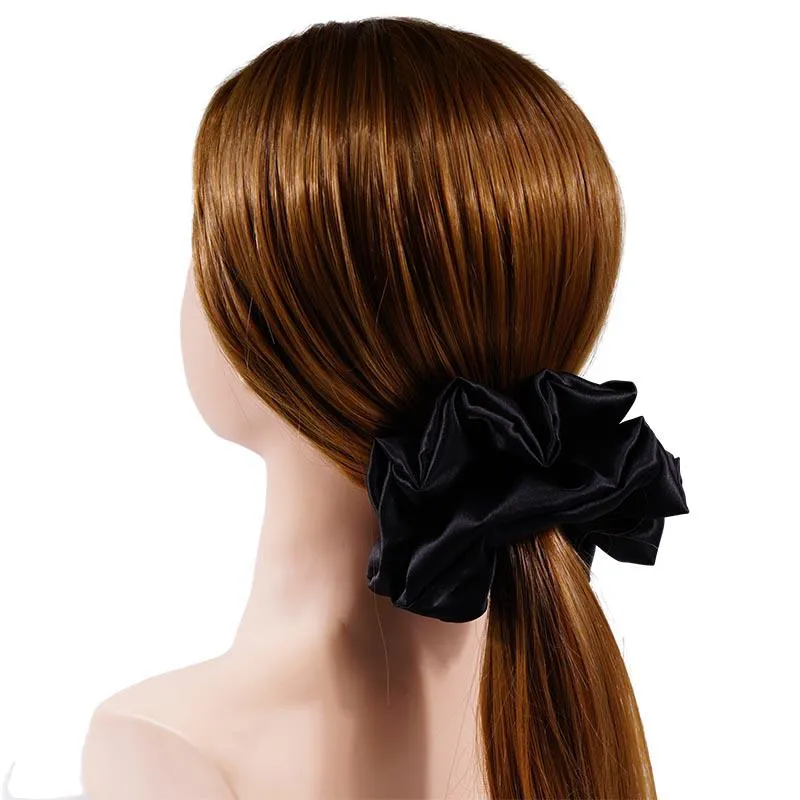 Oversized Fluffy Silk Scrunchies - Black