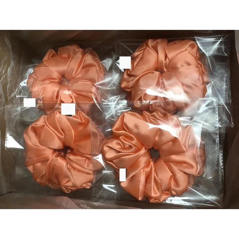 Oversized Fluffy Silk Scrunchies - Black
