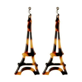 Paris Mode - Eiffel Tower Medium Dark Tortoiseshell Stud Earrings