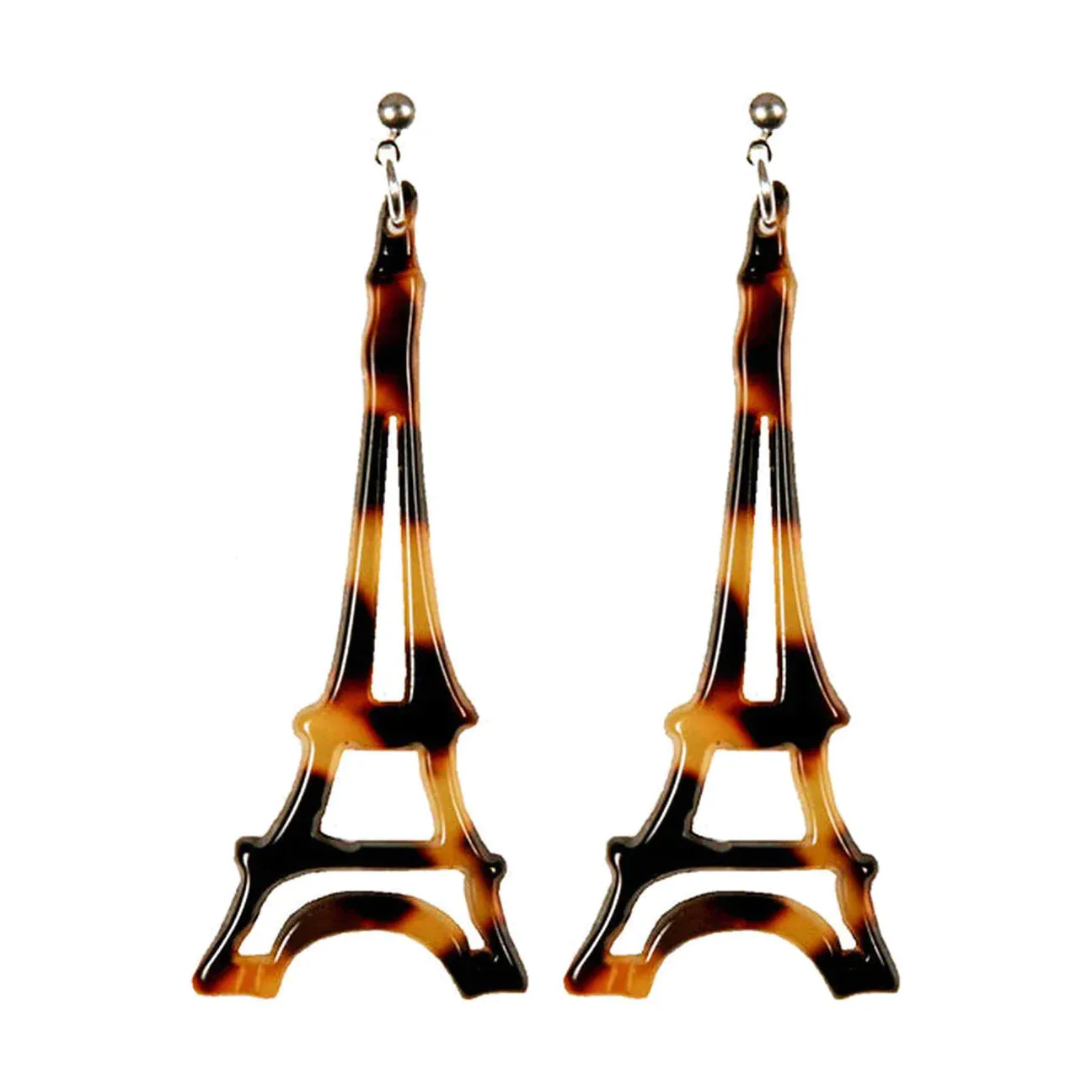 Paris Mode - Eiffel Tower Medium Dark Tortoiseshell Stud Earrings