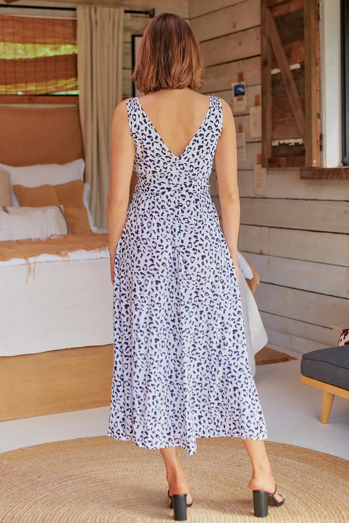 Pepper Black/White Animal Print Maxi Dress