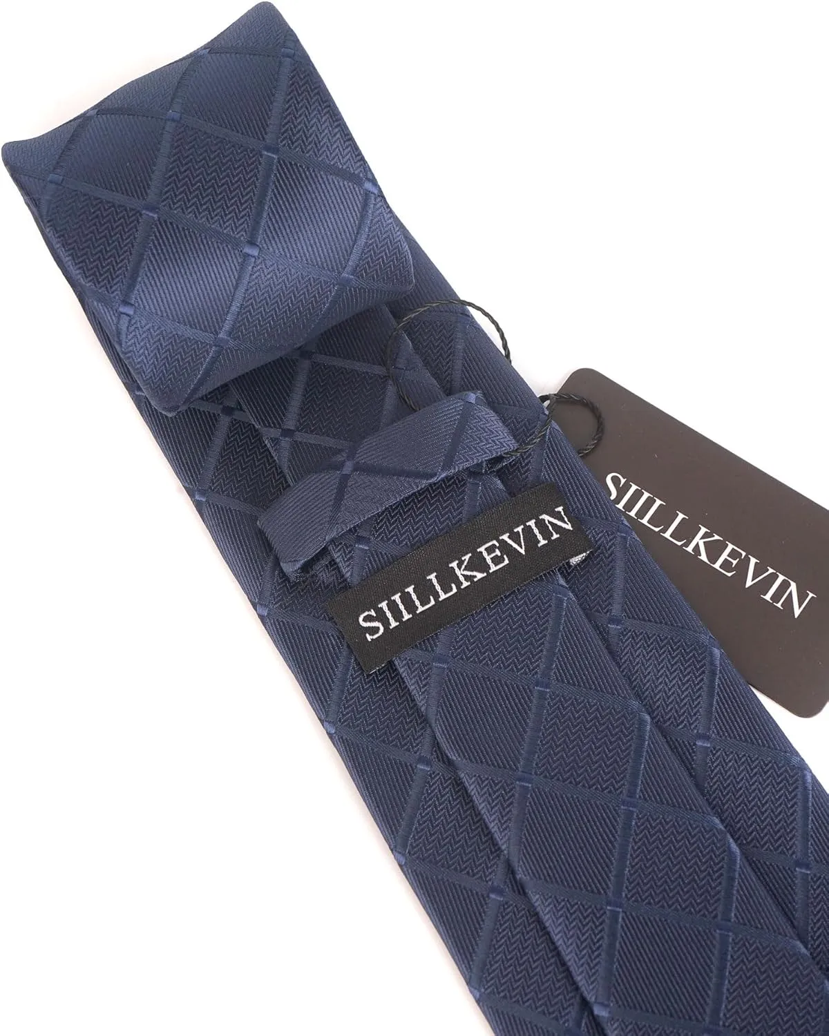 Plaid Men's Tie Silk Necktie and Pocket Square Cufflink Tie Clip Set Checkered