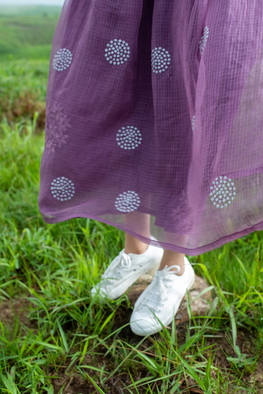 Plum Smocked Embroidered Dress