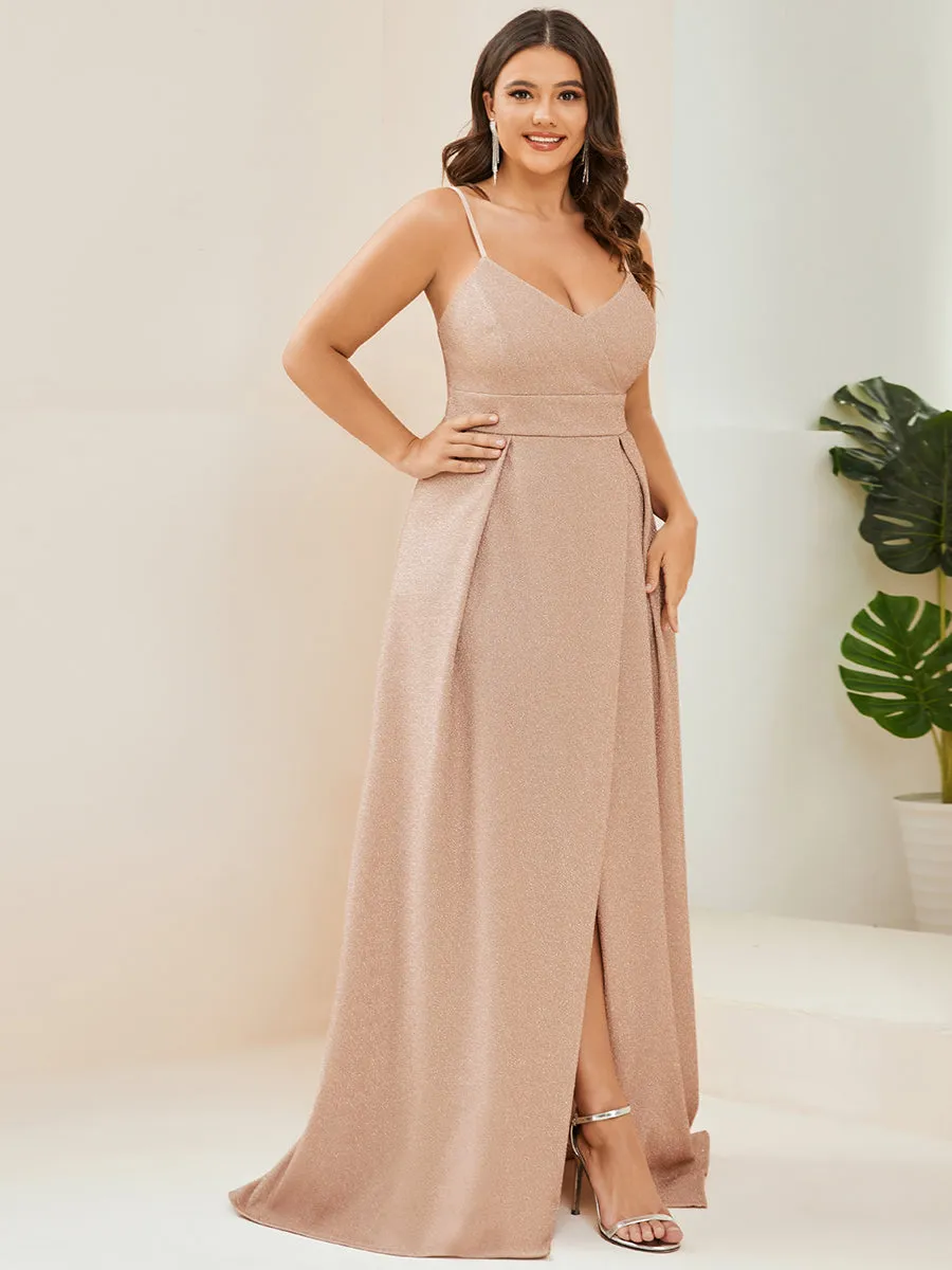 Plus Size Wholesale Spaghetti Straps Evening Dresses With Pleated Decoration