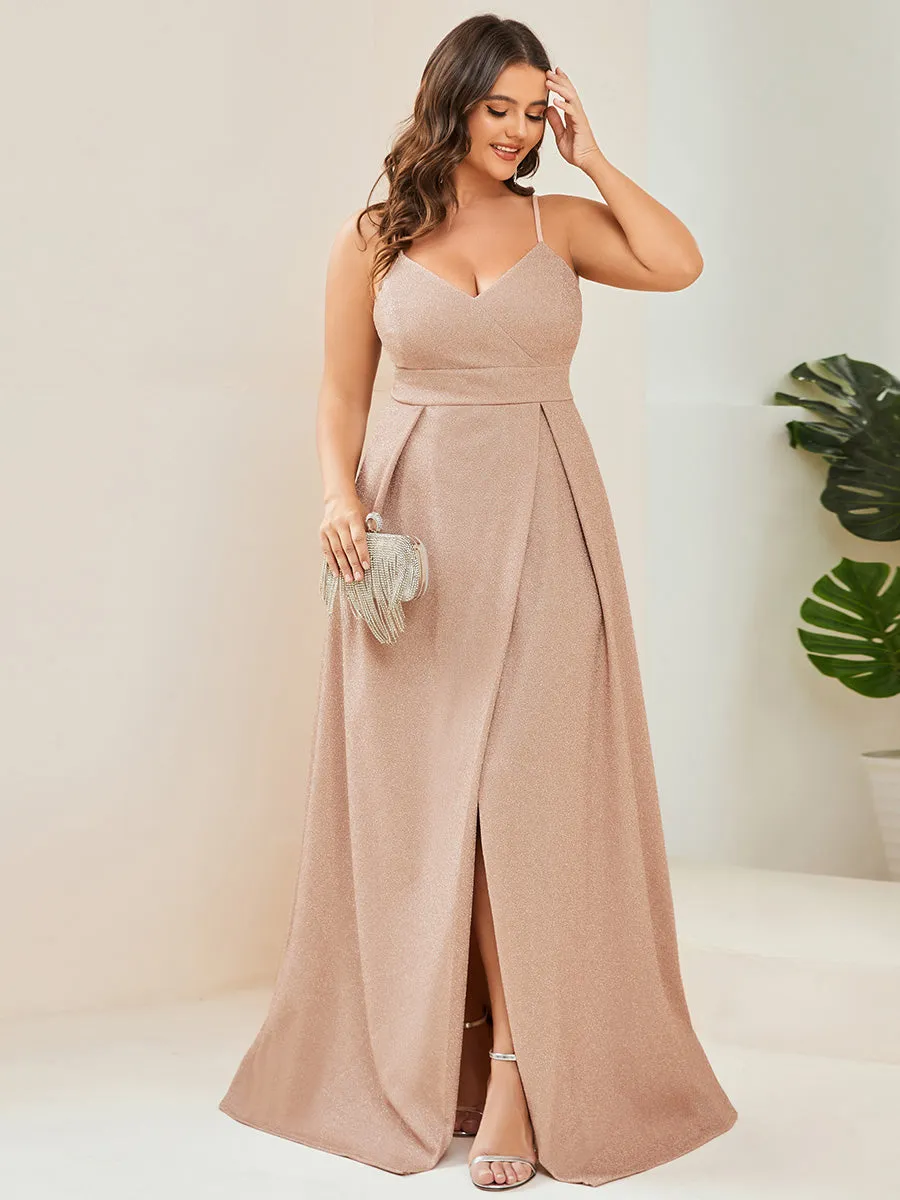 Plus Size Wholesale Spaghetti Straps Evening Dresses With Pleated Decoration