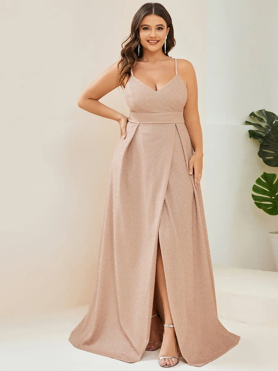 Plus Size Wholesale Spaghetti Straps Evening Dresses With Pleated Decoration