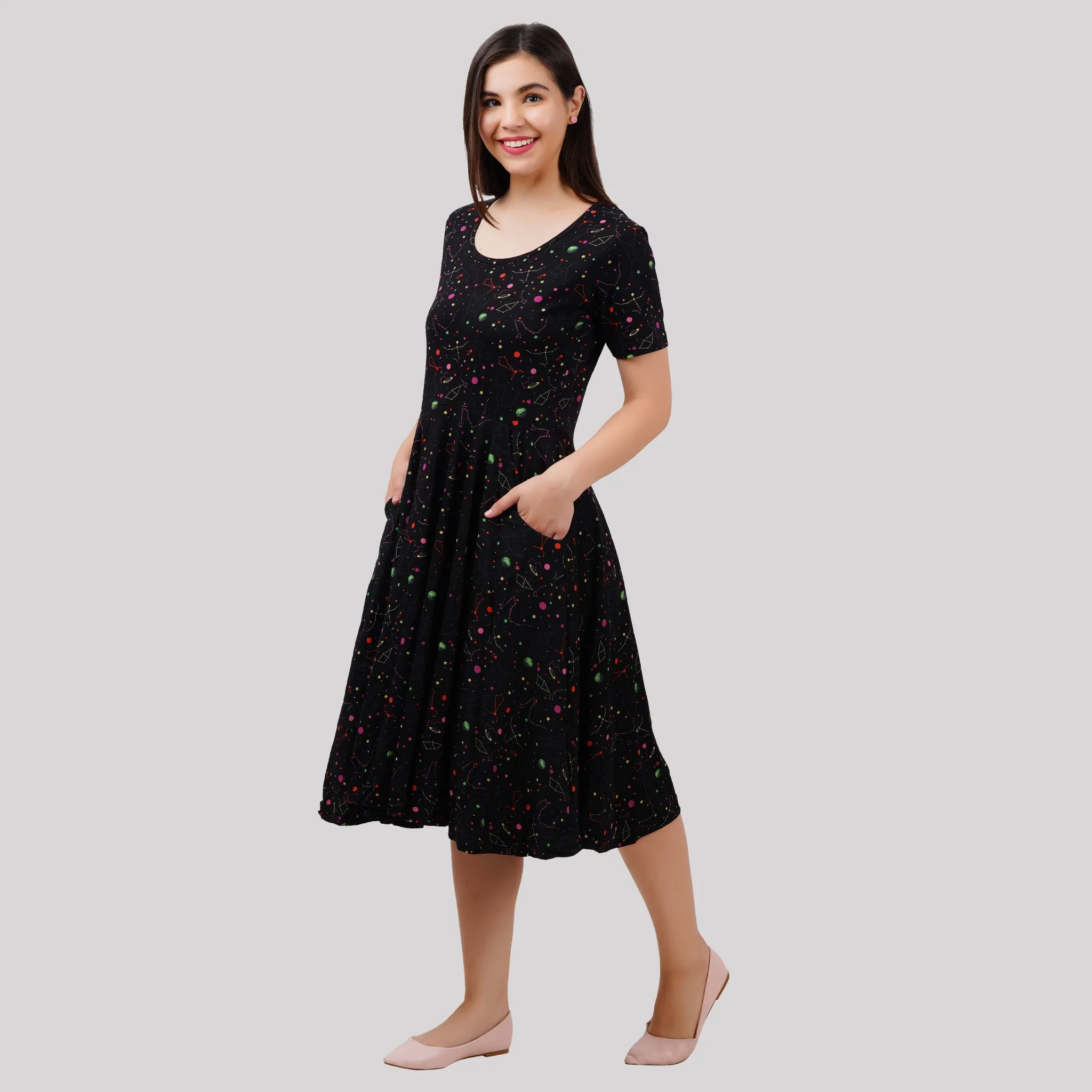 Rainbow Constellations Glow-in-the-Dark Full Twirl Dress