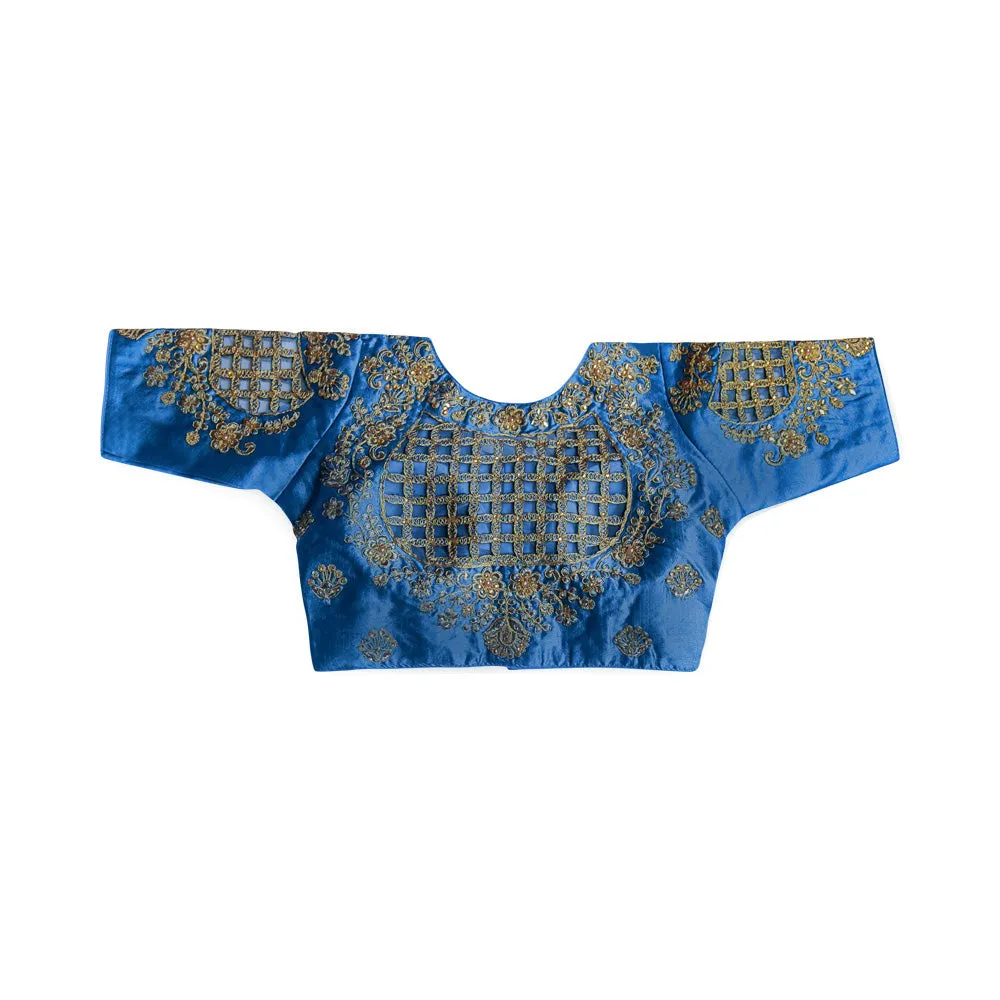 Readymade Saree Blouse with Elbow length Sleeves  - Gray