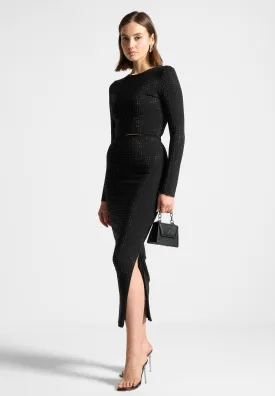Rhinestone Bandage Midaxi Skirt - Black
