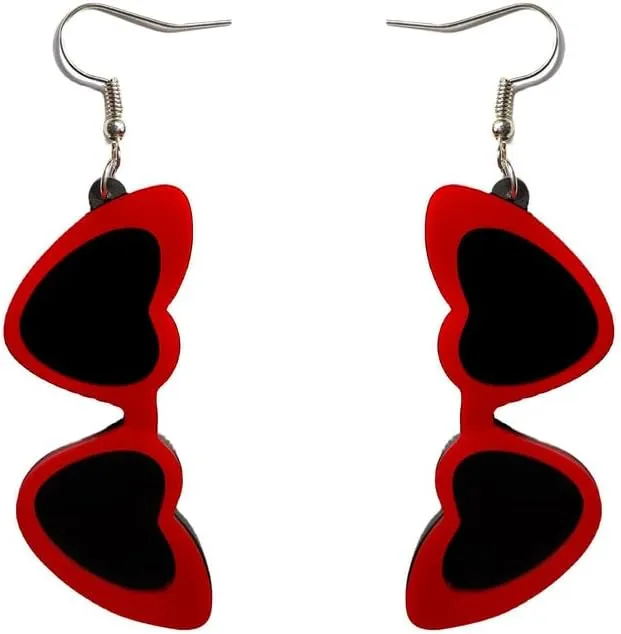 ROSTIVO Red Black Sunglasses Earrings for Women Cute Acrylic Dangle Earrings