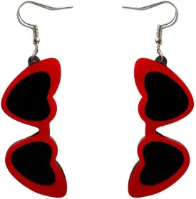 ROSTIVO Red Black Sunglasses Earrings for Women Cute Acrylic Dangle Earrings