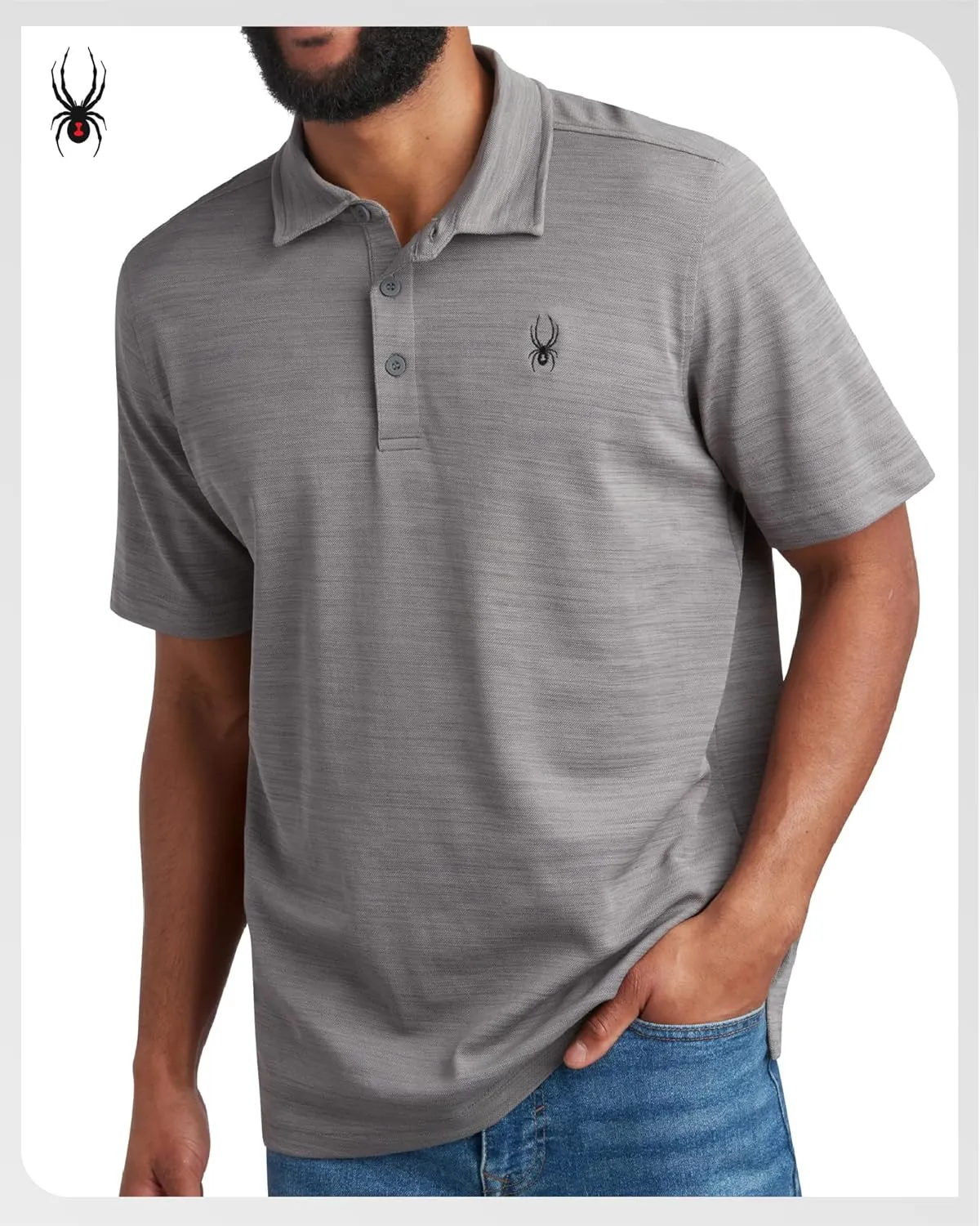 Spyder Mens Polo Shirt - Moisture-Wicking Short Sleeve Athletic Performance Collared Golf Shirt for Men (S-XL)