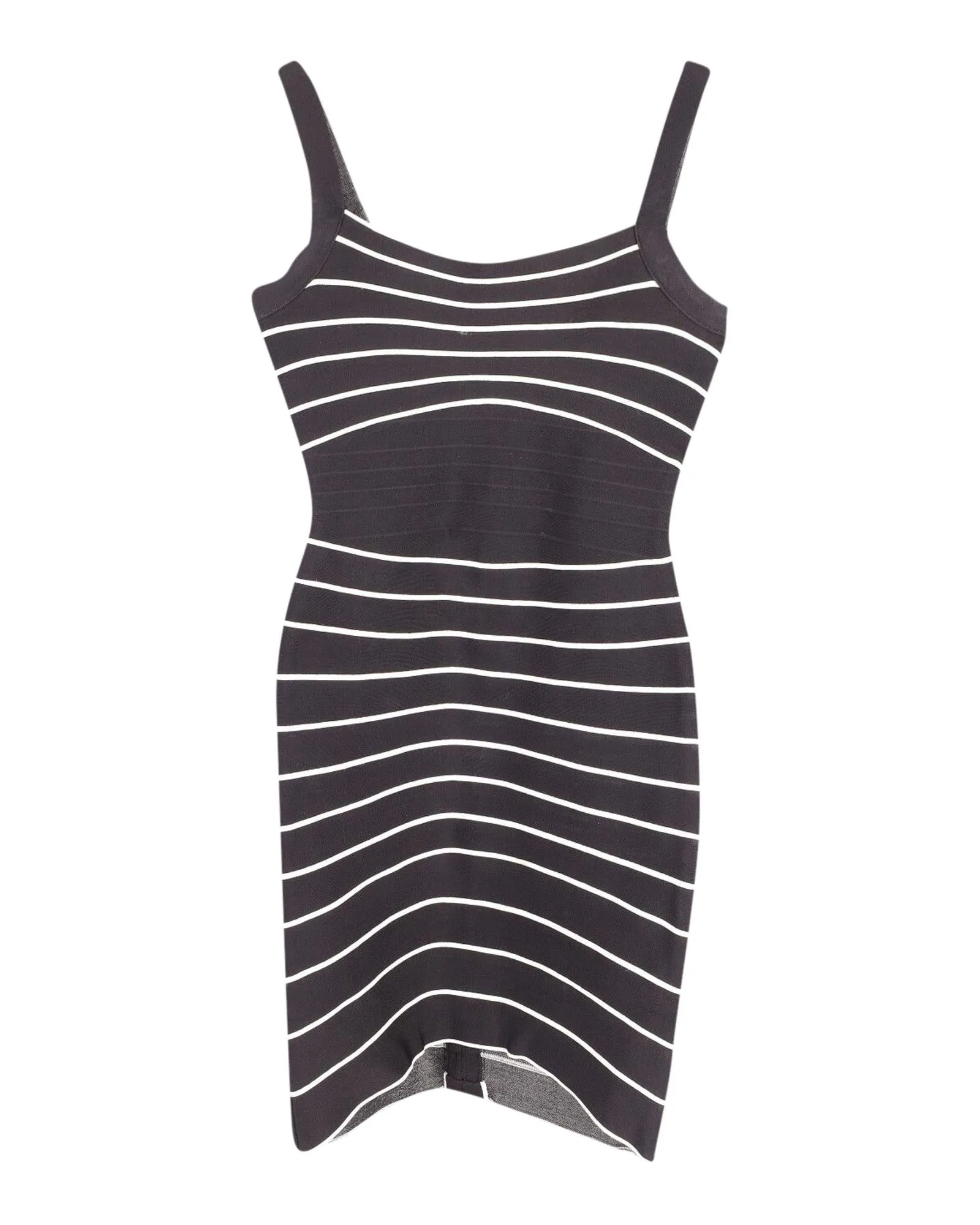 Striped Mini Dress in Black Print Rayon