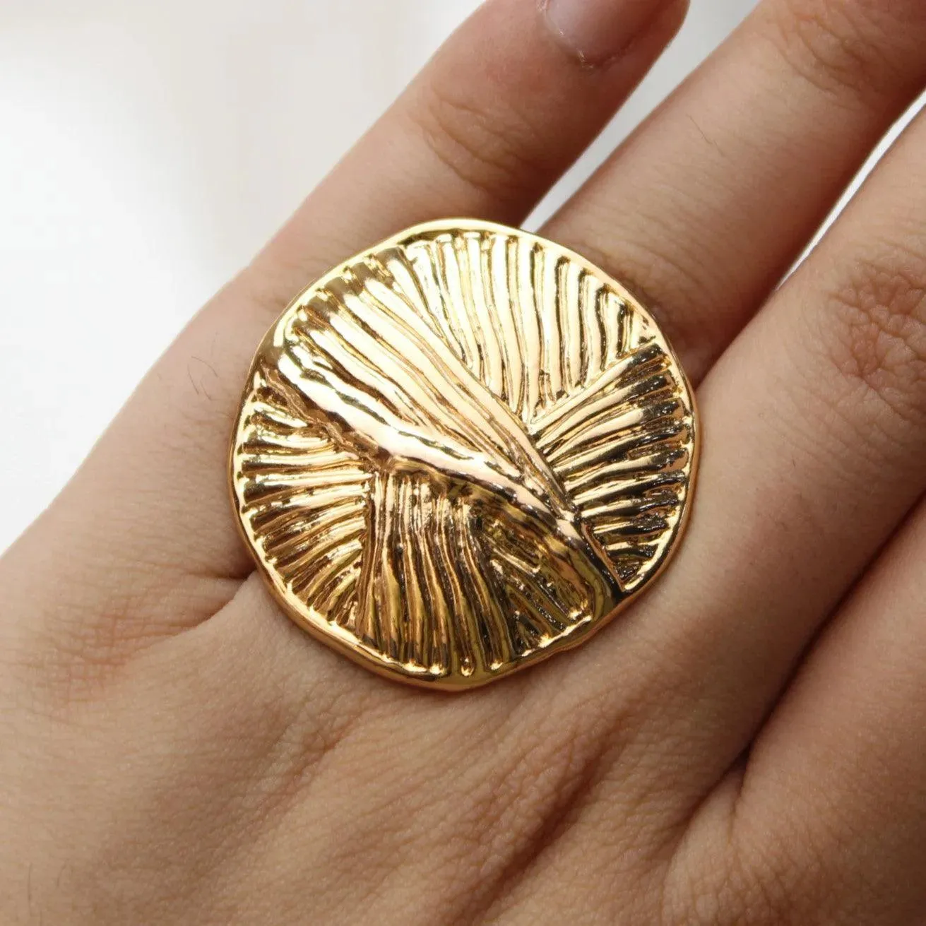 TFC 24K Roundy Round Gold Plated Adjustable Ring