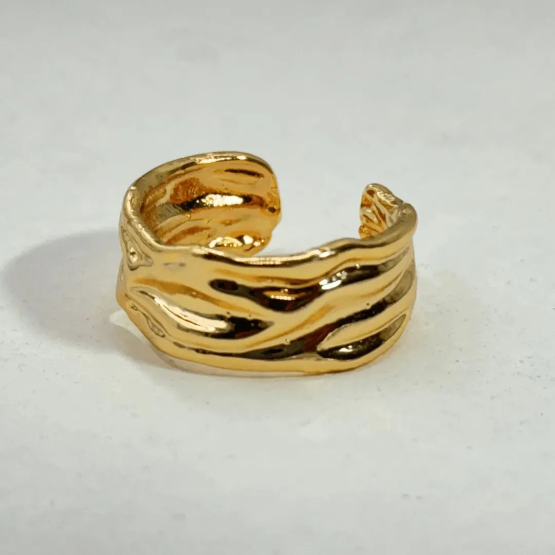 TFC Mashed Glow Gold Plated Adjustable Ring