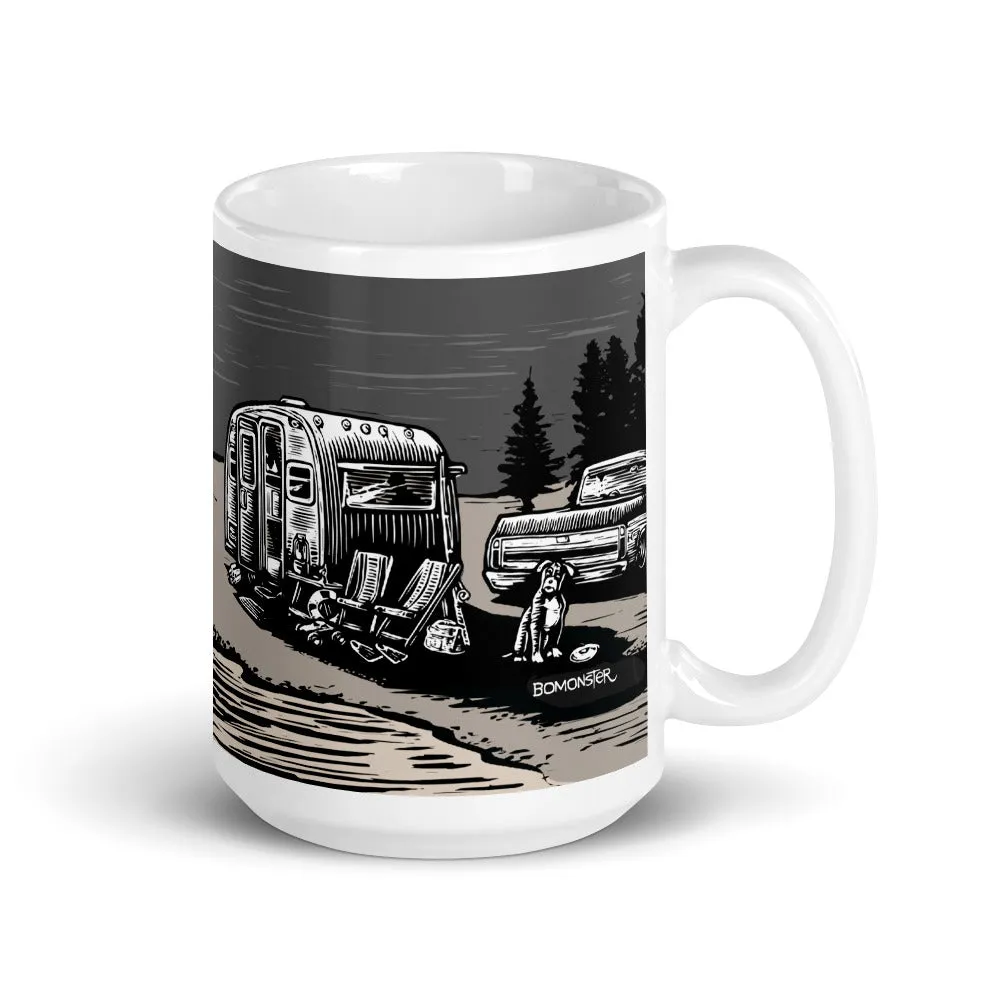 Vintage Trailer Fish Story Ceramic Mug