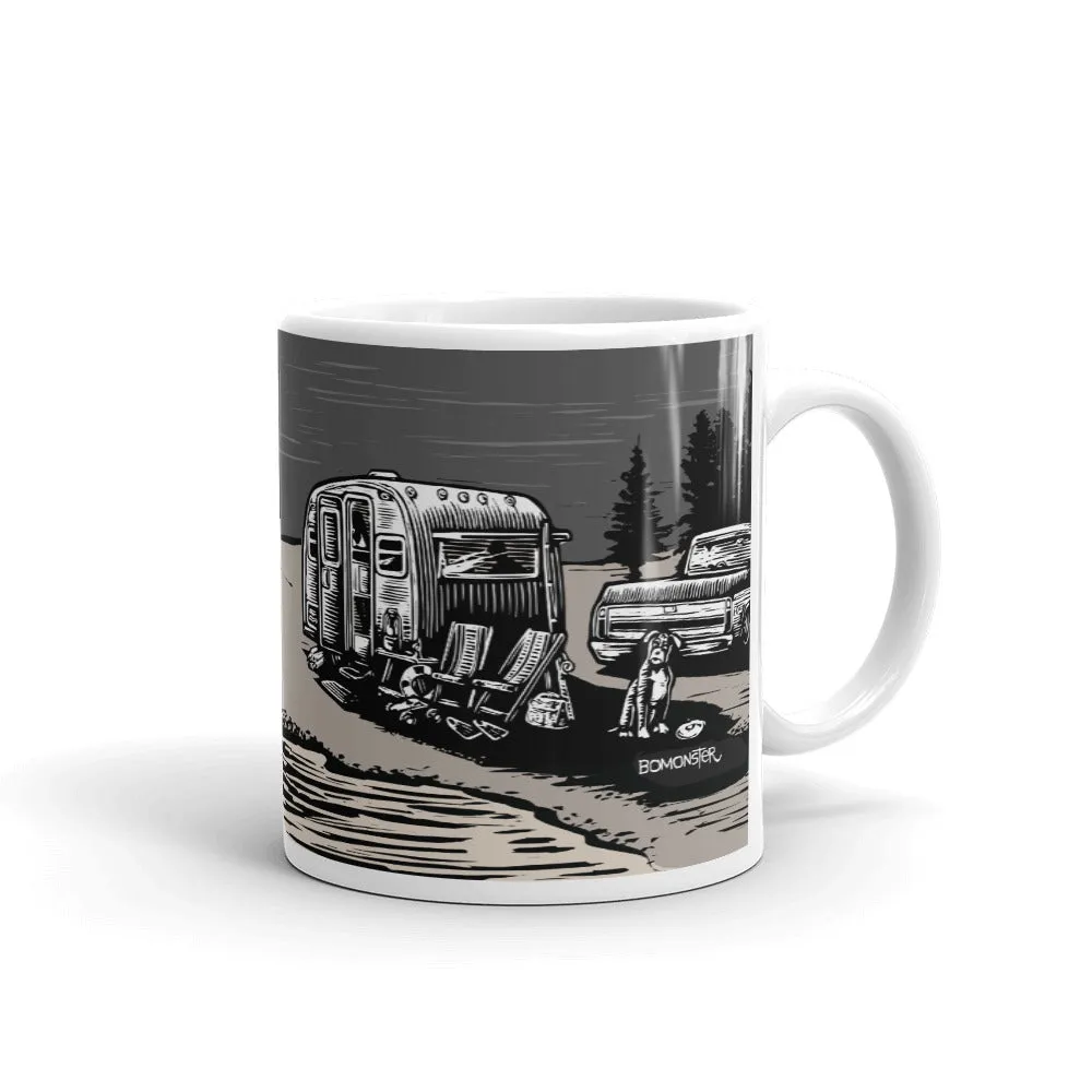 Vintage Trailer Fish Story Ceramic Mug
