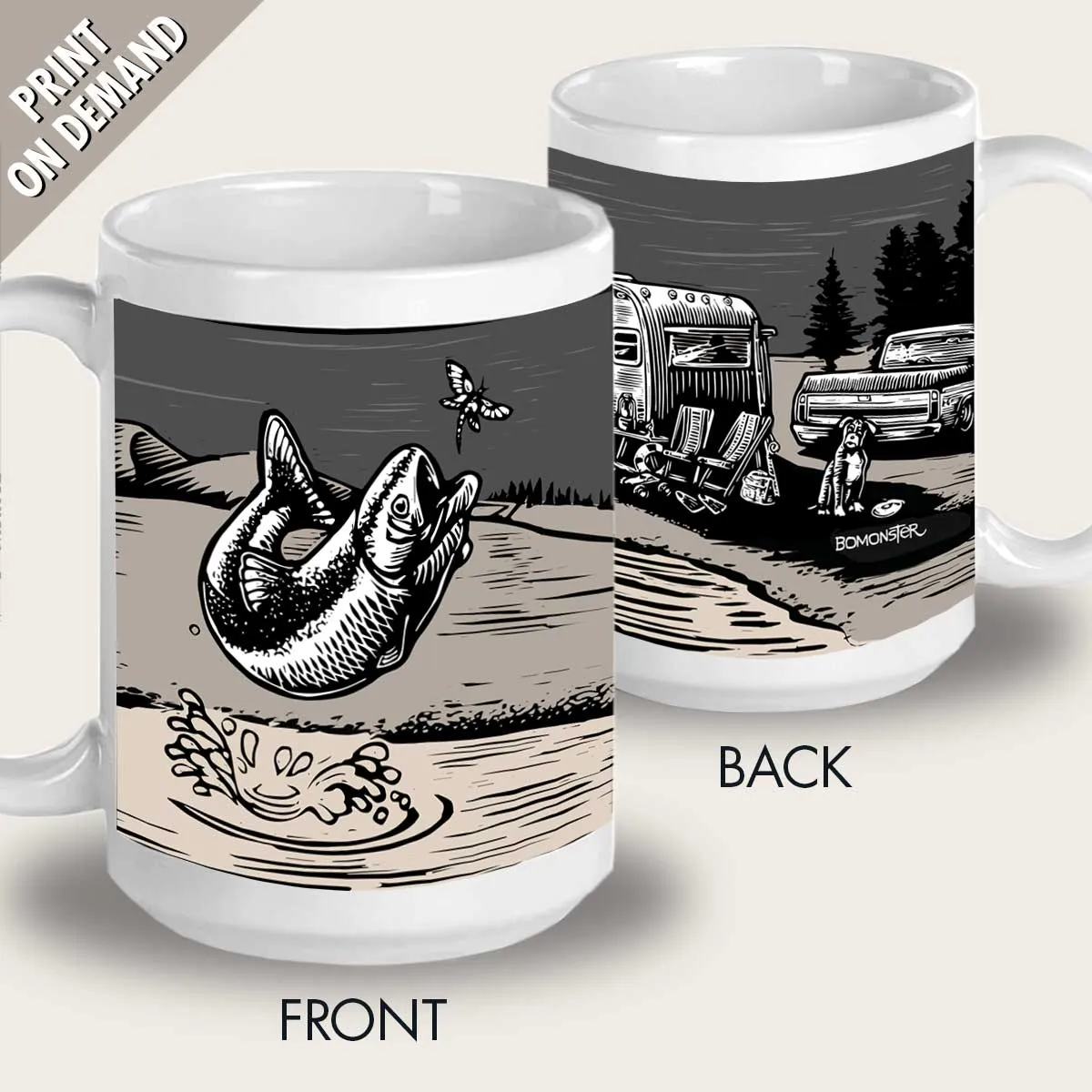 Vintage Trailer Fish Story Ceramic Mug