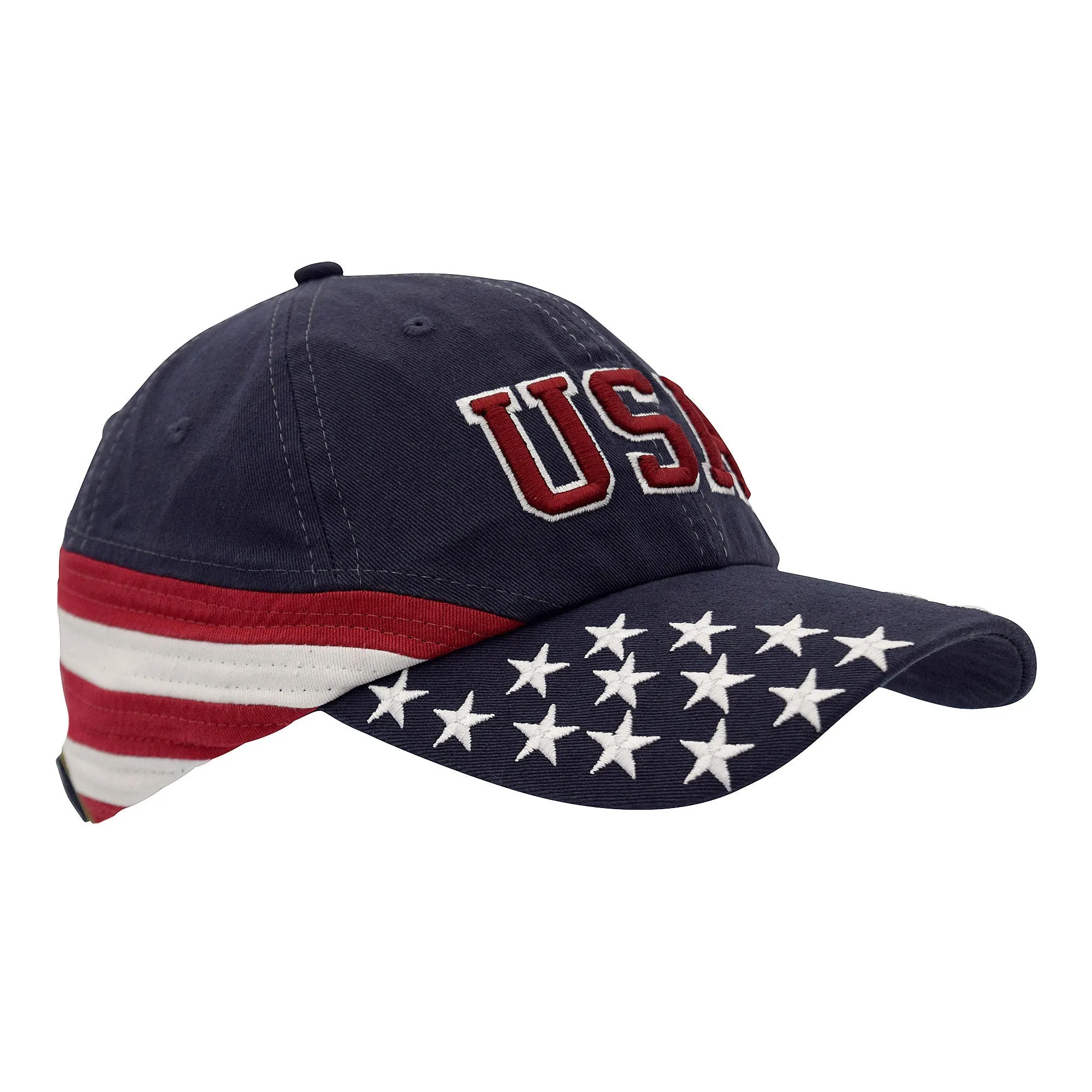 WH-7642C-Twill America Flag Hat -USA Embroidery - Navy
