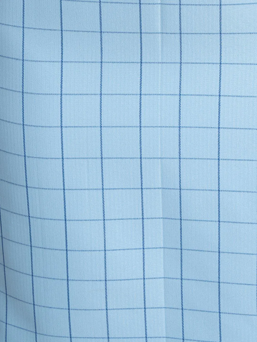 Windowpane Check Straight Skirt - Light Blue