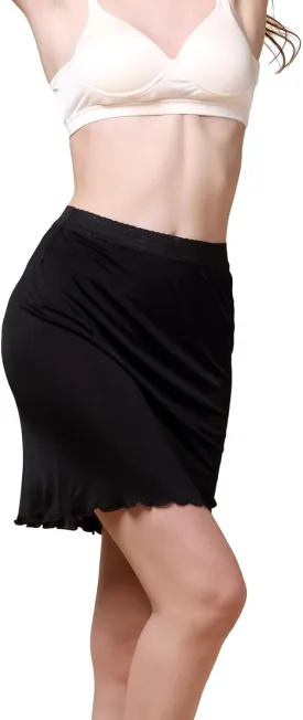 Women's Silk Half Slip Lace Trim Waist Short Underskirt Anti Cling Seamless Under Dress
