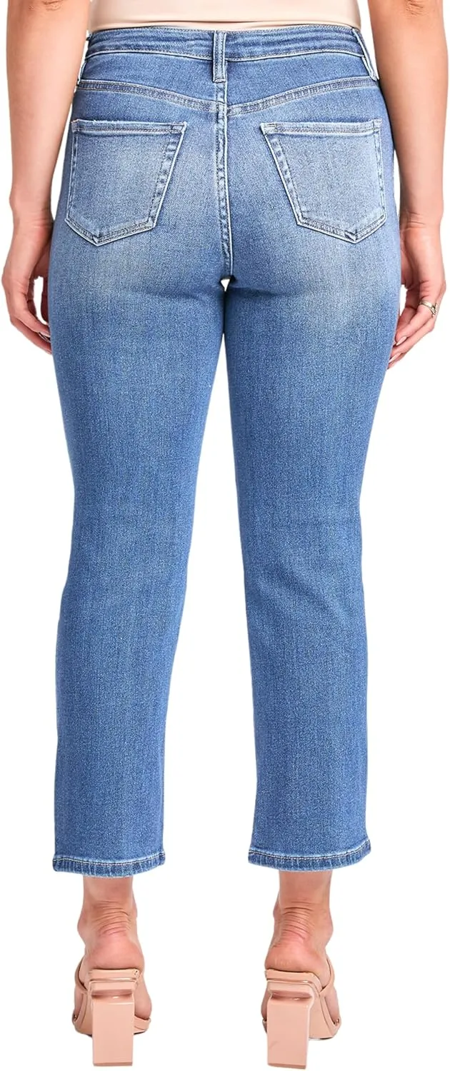 YMI Women's High Rise Vintage Stretch Straight Leg Jeans