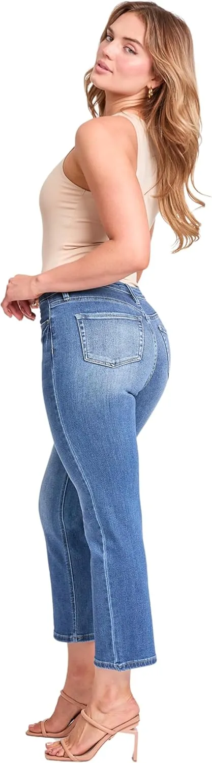 YMI Women's High Rise Vintage Stretch Straight Leg Jeans