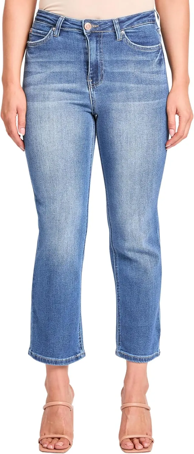 YMI Women's High Rise Vintage Stretch Straight Leg Jeans