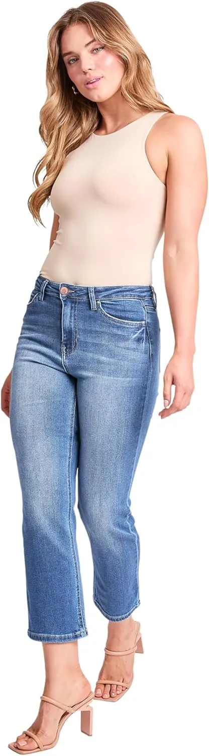 YMI Women's High Rise Vintage Stretch Straight Leg Jeans