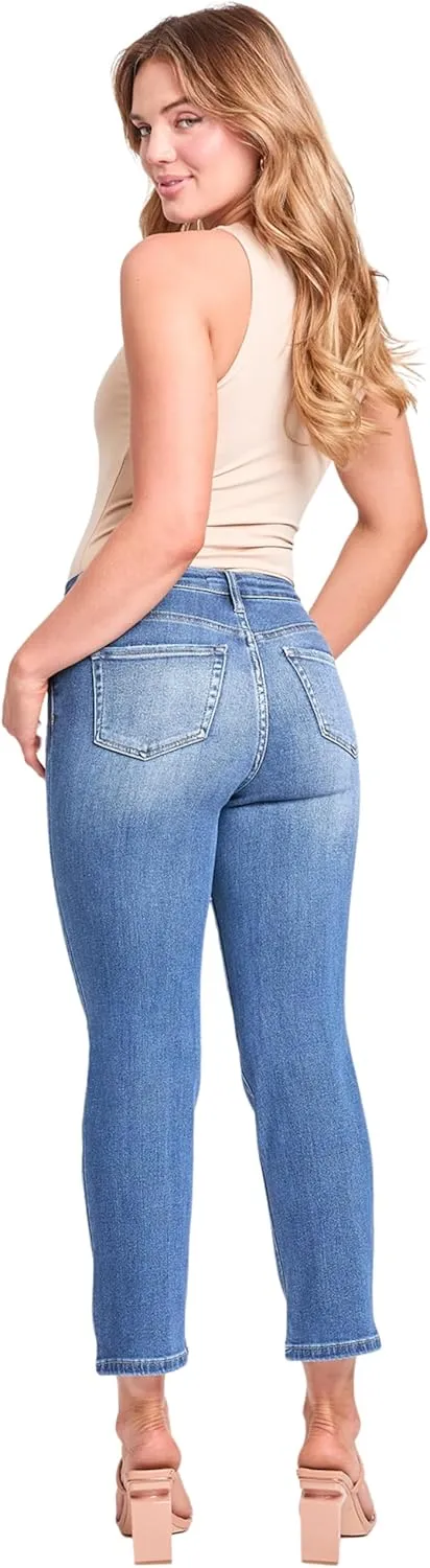 YMI Women's High Rise Vintage Stretch Straight Leg Jeans